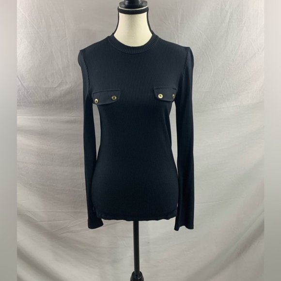 Zara Black Rib Knit Top - Picture 1 of 5